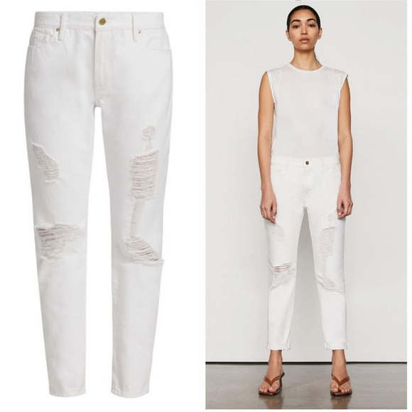 Frame, Le Garçon Straight Fit Jean Pants, Chalk White, Size 30, NWT - Picture 1 of 15